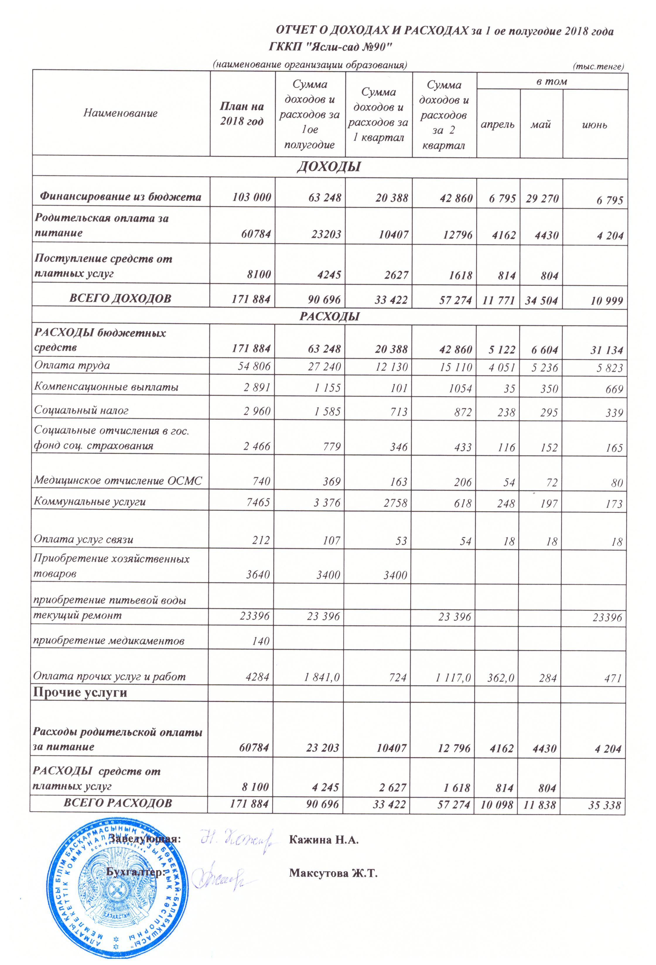 Отчет 1 полугодие 2018г